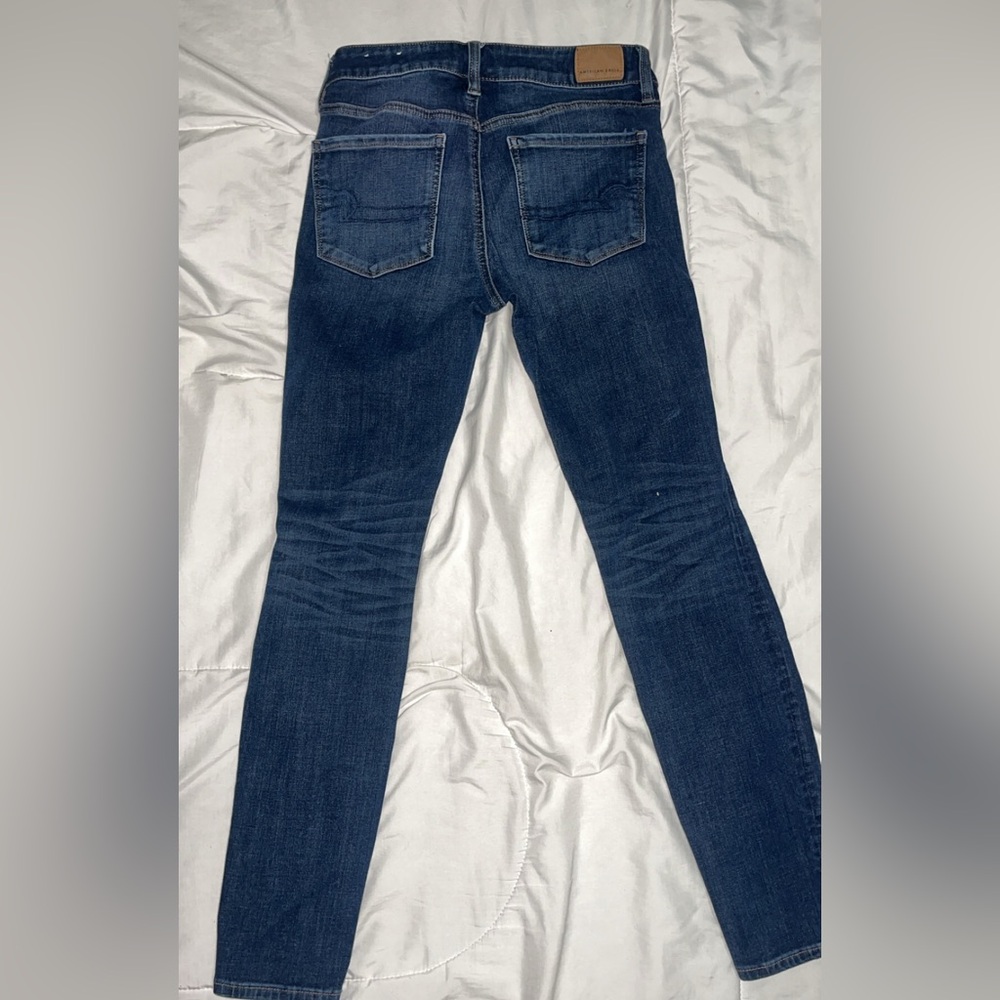 American Eagle Outfitters Dark Blue Ripped Skinny Jeans - Picture 4 of 4
